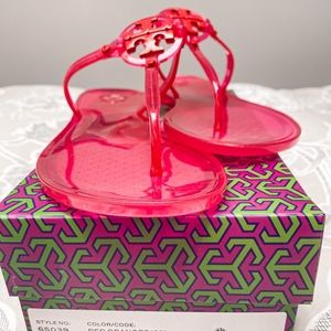 New Tory Burch Hot Pink and Red Jelly Thong Sandal